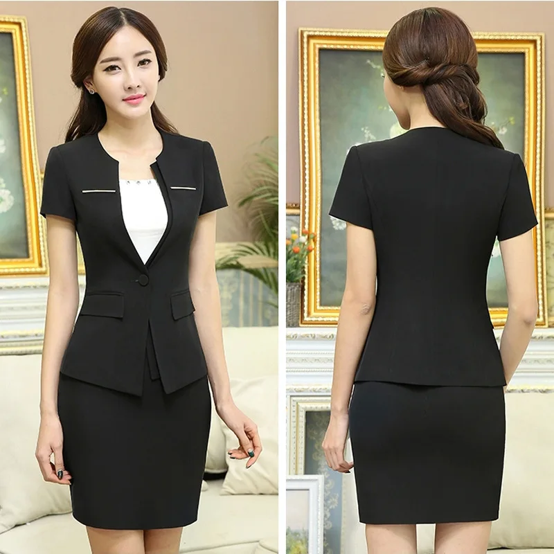 Новая летняя 2018 MS ПР деловой костюм женская с коротким рукавом больших размеров