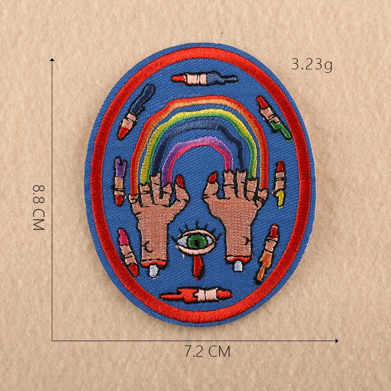 1-PCS-C-33 1 шт., круглые нашивки с вышивкой для футболки, железные нашивки в полоску, Аппликации, одежда с изображением губ, наклейки с черепом, Бейджи для одежды@ C - Цвет: 1-PCS-C-33