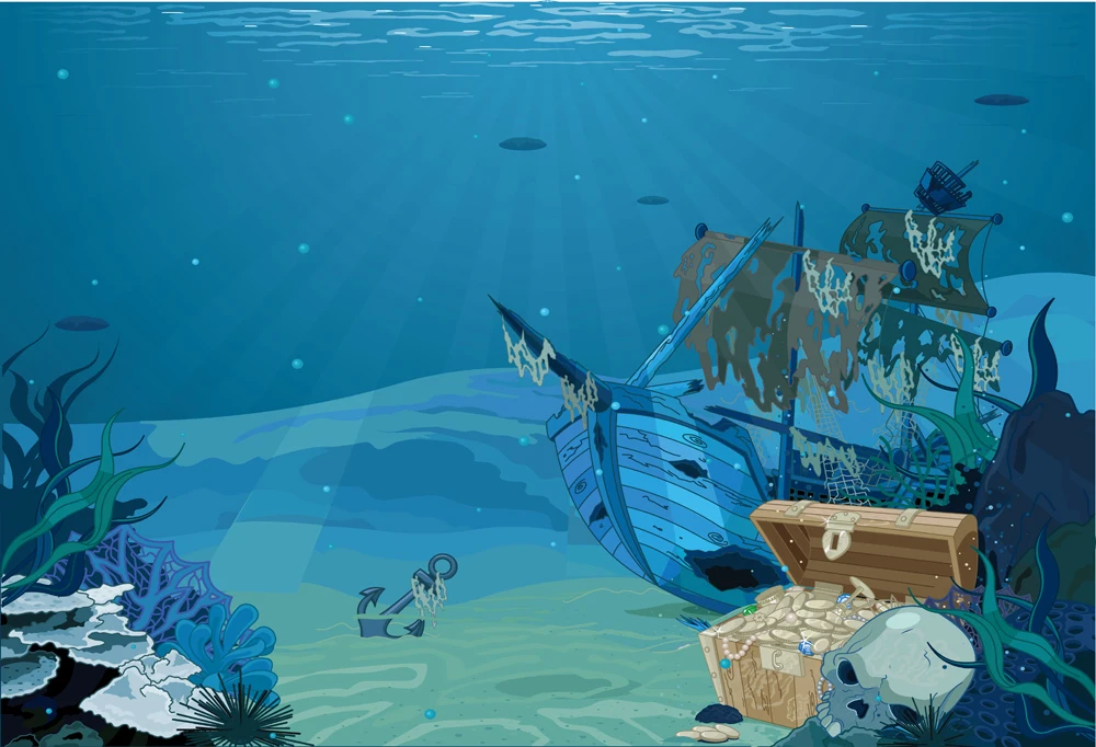 Кораблекрушение пиратский Фотофон фон для детской фотосъемки детская подводная