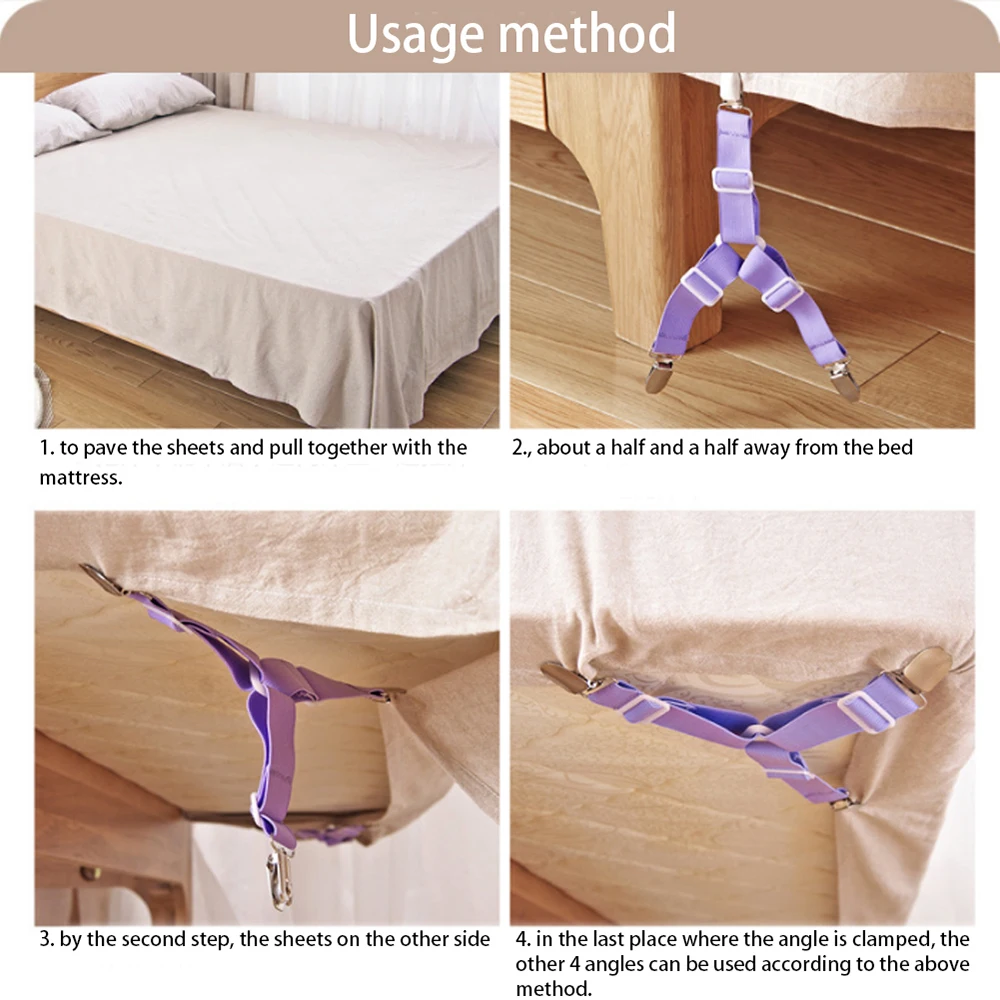 

1pc/4pcs New Elastic Cover Blanket Grippers Holder Bed Sheet Clip Mattress Fasteners Fixing Slip-Resistant Belt Clip Home Living