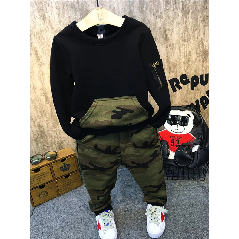 Boys camouflage clothing set Spring Autumn Kids cotton Long Sleeve 2pcs T-shirt Pant clothes suit For 2 3 4 6 8 years |