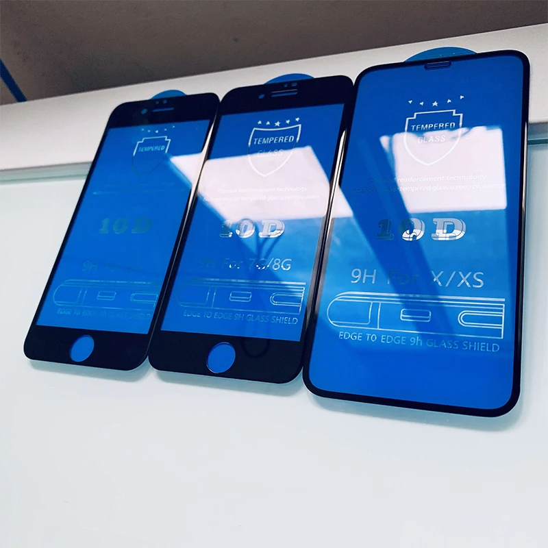 Защитное стекло 10D для iPhone 6 7 6S 8 plus X XS MAX XR iphone защита экрана на 6S|Защитные стёкла и