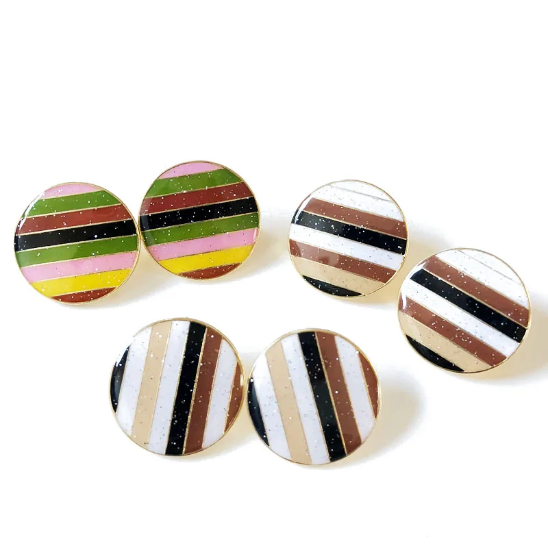 

New Sweet Design Mixed Color Enamel Elegant Round Alloy Earrings