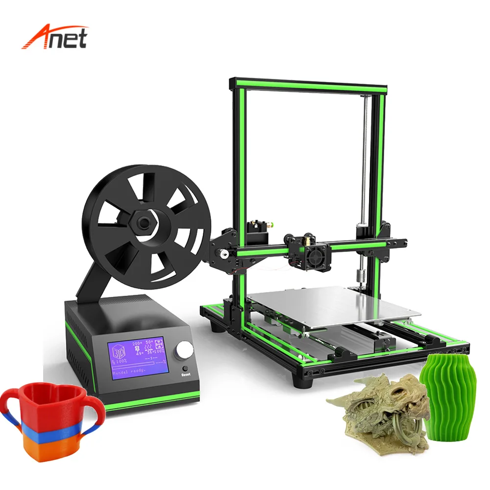 Anet E10 полусобранный 3d металлический Принтер LCD 12864 стальной корпус большой размер
