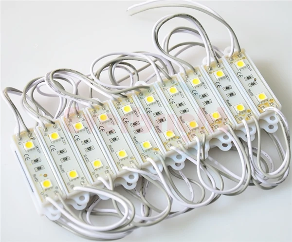 100 шт. супер яркий DC 12 В 3 светодиода 5050 SMD Желтый цвет водонепроницаемый