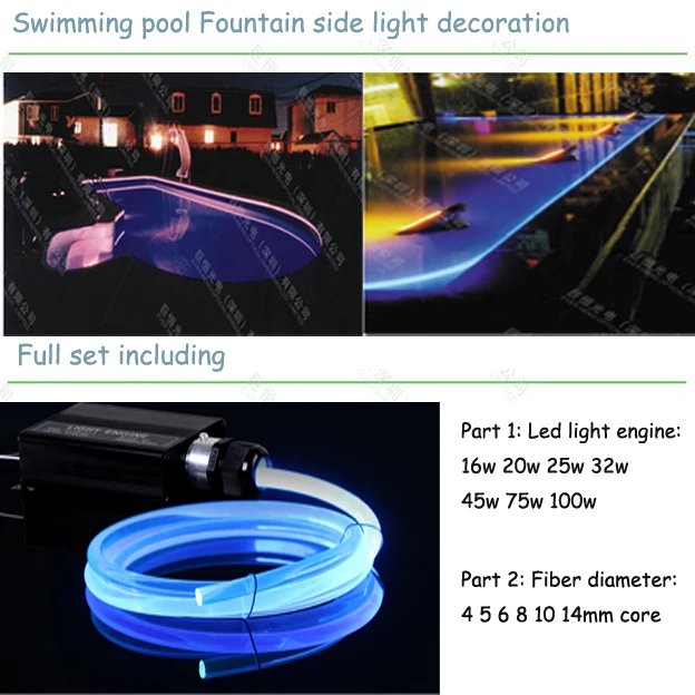 

45w light engine 6 8mm side emitting swimming pool fiber optic lighting for Michael Grebert