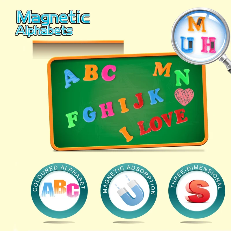 26 шт. Обучающие алфавитные карты магнитные игрушки цветной АБС алфавит магнит на