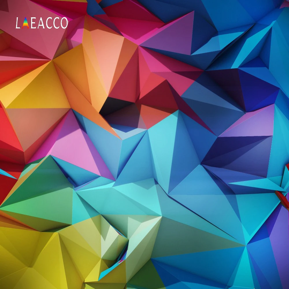 

Laeacco Colorful Triangle Pattern Unique 3D Wall Baby Birthday Party Portrait Photo Background Photography Backdrop Photo Studio