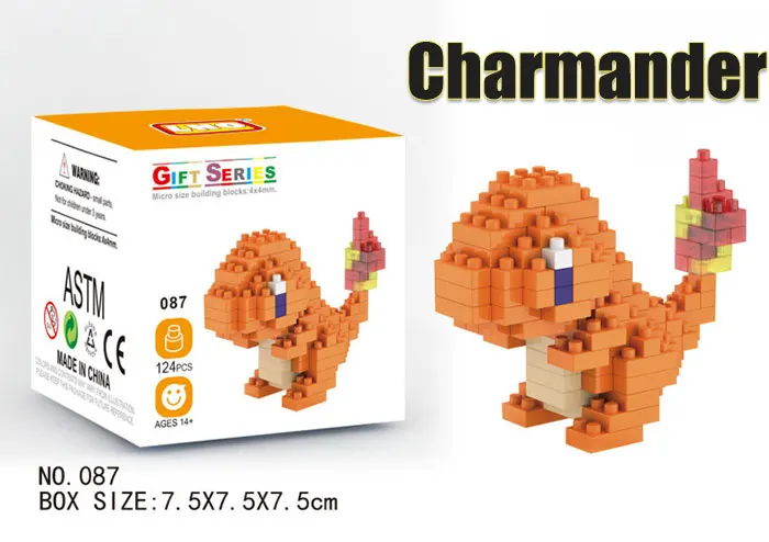 Charmander Карманы Монстры блок Poke Mon строительный стек мальчик фигурка кирпичная игрушка Minecrafted малыш ребенок пикачус чармандерс Psyducks Cubones - Цвет: Charmander