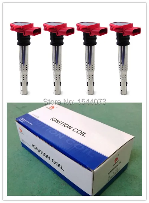 4x красная Катушка зажигания для VW Touareg A4 S4 A5 A6 S6 Alroad A7 A8 Quattro Q5 Q7 R8 2 8 3 0 V6 4 V8 5 V10 с