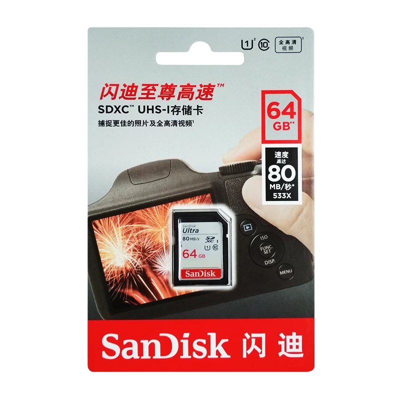 Sd-карта SanDisk 170 МБ для камеры 80 Мб 128 Гб 64 ГБ 32 ГБ 16 ГБ, карта памяти U3 U1 4 K, флеш-карта для камеры, флеш-карта SDXC SDHC