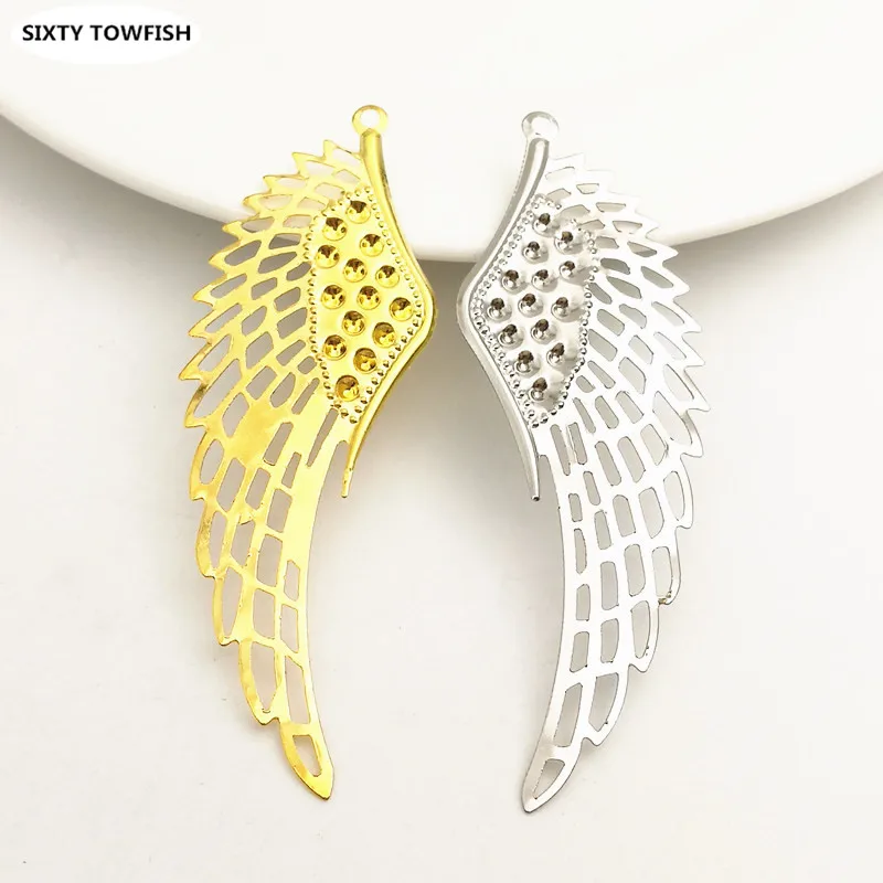 

10 Sets 24*69mm Gold color/White K Metal Filigree Flowers Slice Wing Charms Jewelry DIY Components Findings