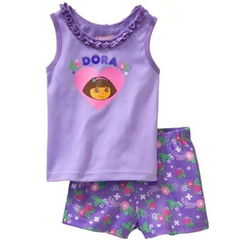 Free Shipping Summer Baby Girl Clothing Set vest +Shorts Kid Boy Sets Children patter Girls Clothes Sleeveless pajamas SP008 | Детская
