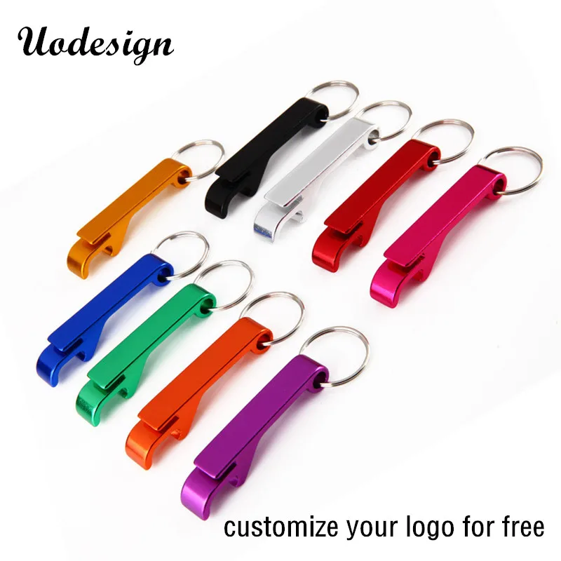 100pcs/lot New Mix Color promotion customed printed logo gift Metal aluminum alloy bottle opener metal keychain laser LOGO