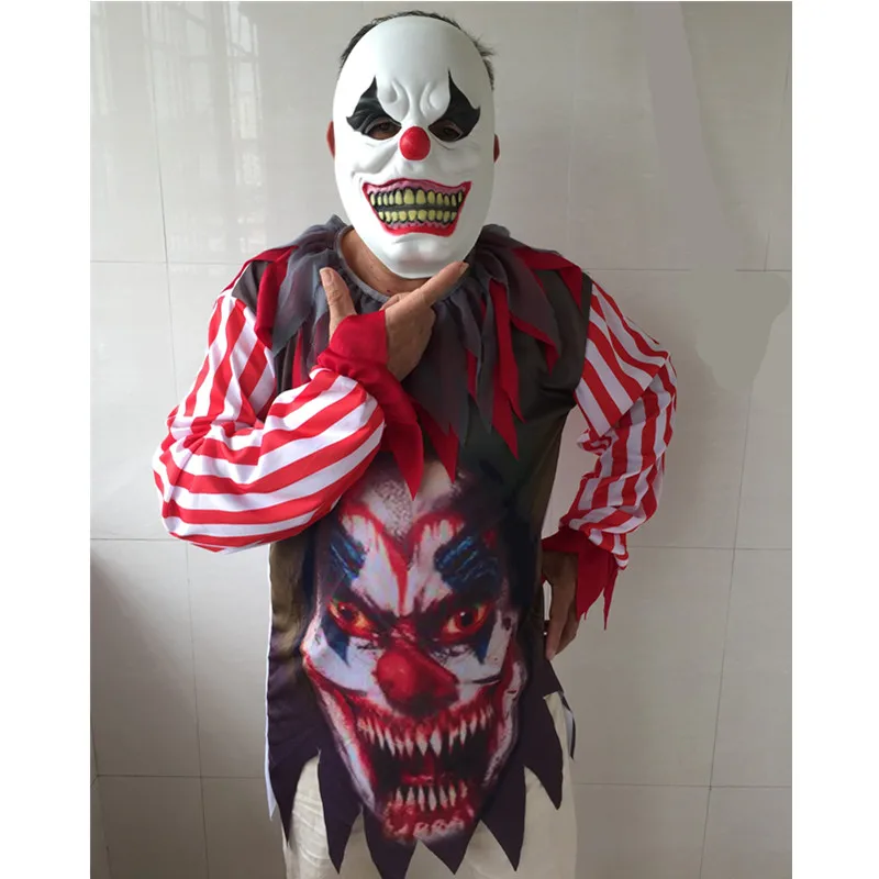Хэллоуин ужас клоун костюм с маской для взрослых мужчин мальчиков Косплей