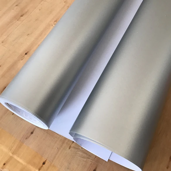 Silver Матовый Серебристый Хром металлический Матовый Виниловая Автомобильная обертка с воздушным хромовое без пузырьков серебряная матовая пленка автомобиля обертывание ping стикер фольги - Название цвета: Silver