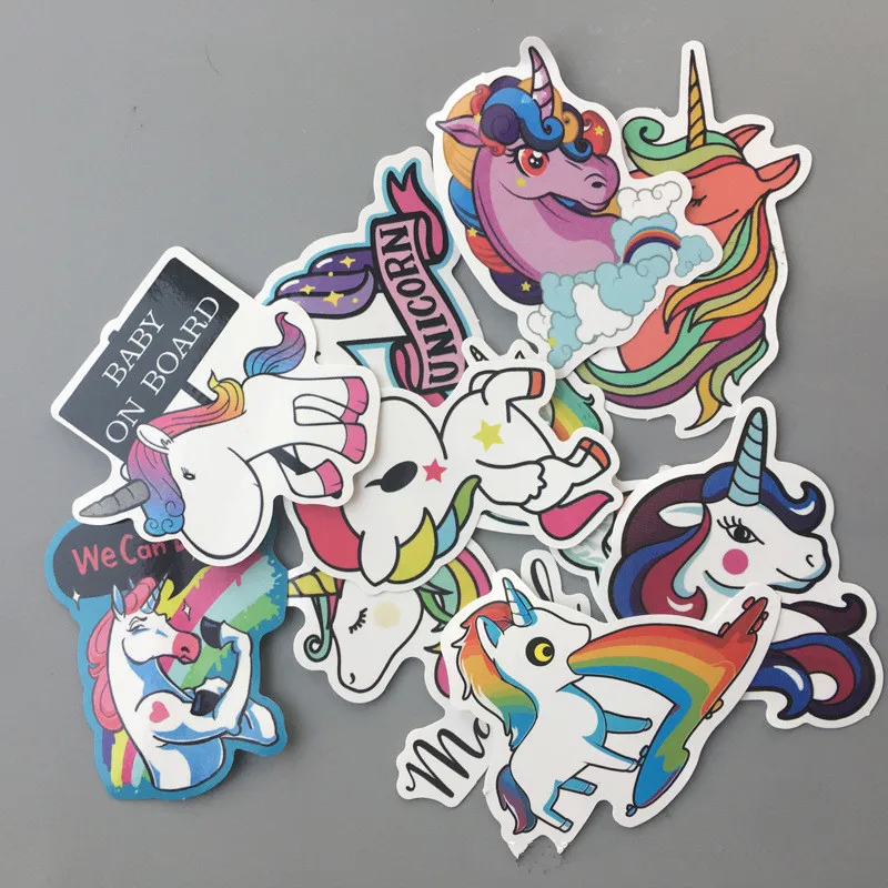 10 шт./лот Мультяшные наклейки Единорог для детей игрушка багаж мотоцикл