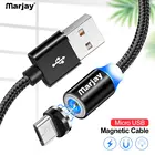 Магнитный кабель Micro USB Marjay для быстрой зарядки, СВЕТОДИОДНЫЙ Магнитный зарядный кабель для Xiaomi 4X, Huawei P8 Lite, Samsung S7, кабели, 1 м, 2 м