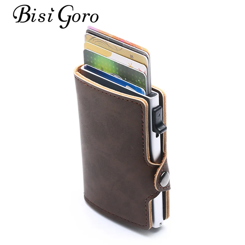 BISI GORO тонкий алюминиевый rfid кошелек из искусственной кожи с блокировкой