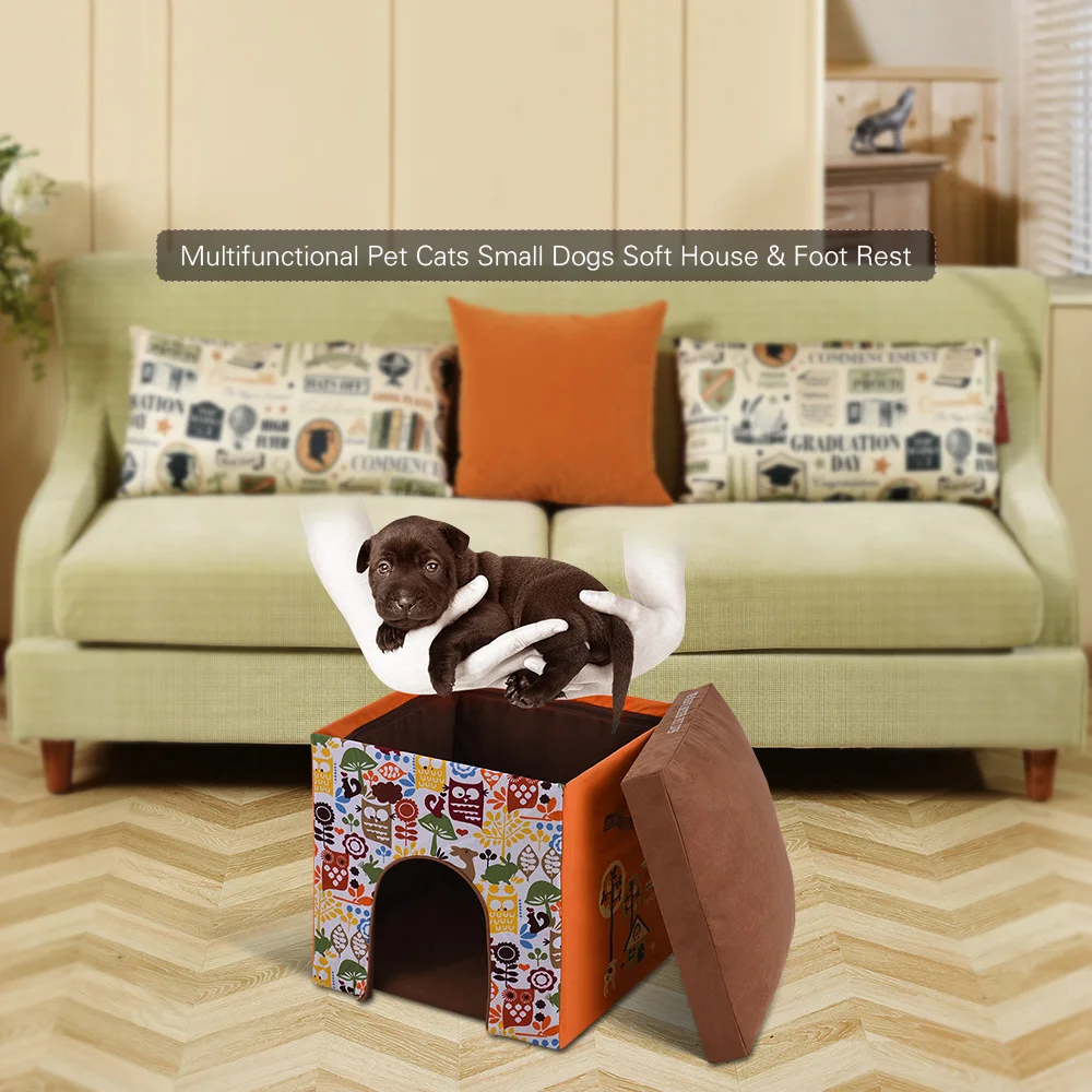 Складная моющаяся теплая мягкая кровать для домашних питомцев домик 2 в 1 кошек и