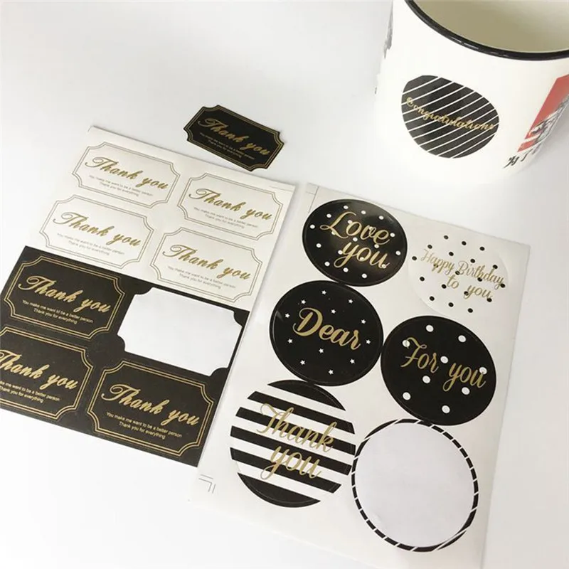 6pcs или 8pcs спасибо Круглый/квадратный дизайн Стикеры этикетки печать подарочная