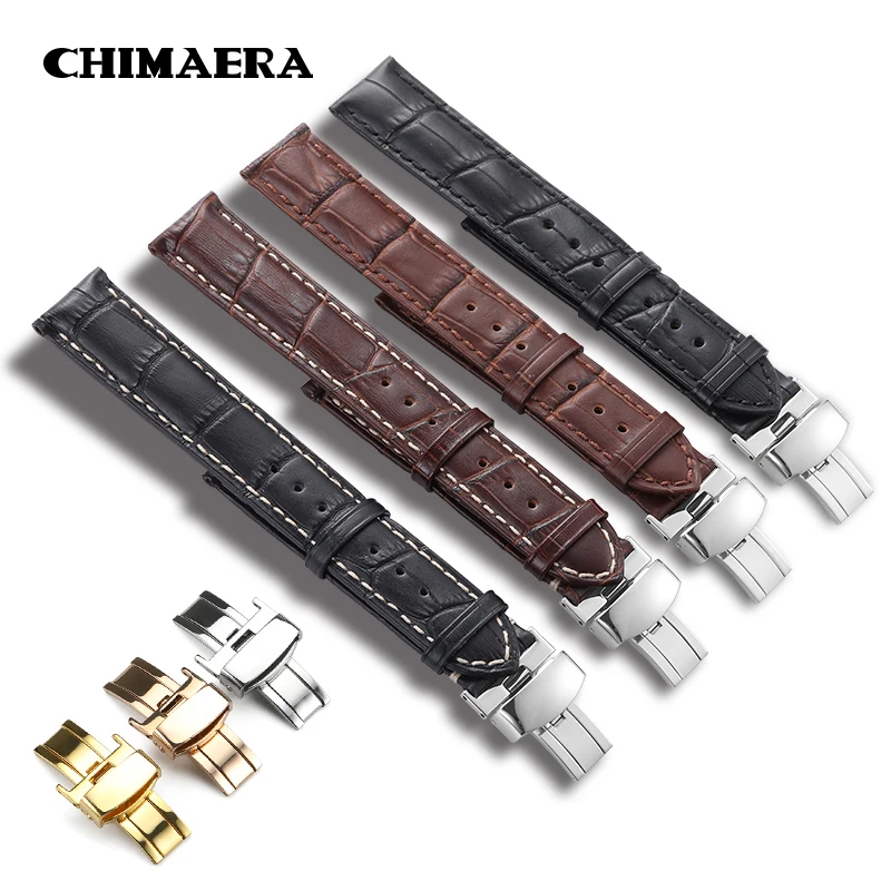 Ремешок из кожи крокодила CHIMAERA 14 24 мм и пряжка бабочка в сочетании с несколькими