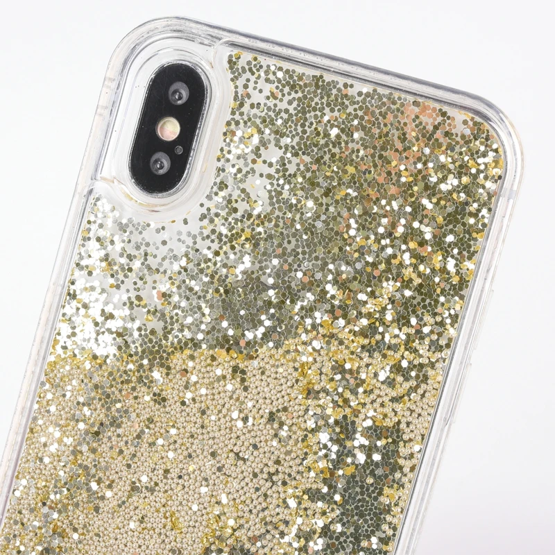 Мода жидкий сыпучий песок с блестками из бисера чехол для телефона iPhone X 10 8 плюс
