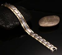 fashion gold color titanium steel double row magnetic bracelet men bangles male casual sporty jewelry bracelets for man