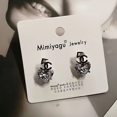 Mimiyagu Корейский простой кубический циркон двухсторонние жемчужные серьги для женщин hiqh качество Серьги кубические - Окраска металла: 5c