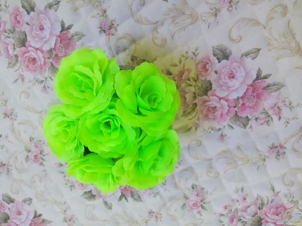 50 шт./зеленый цветок 8 см искусственный шелковые головки розы для свадьбы