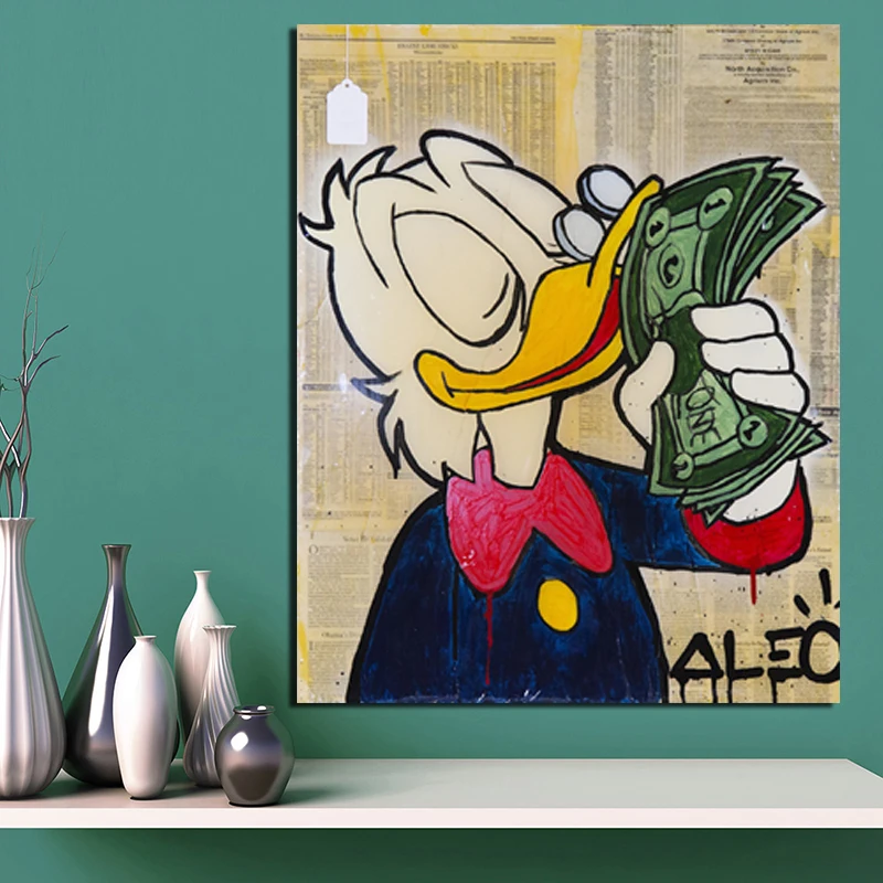 Скрудж долларов от Alec Monopoly холст картины принты гостиная украшение дома Современное украшение на стену, живопись маслом плакаты картина
