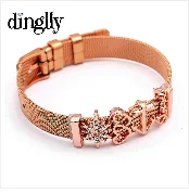 DINGLLY модные новые черные сетчатые браслеты из нержавеющей стали для женщин ключ-сердце, замок на велосипеде золотые бусины бренды браслеты подарок