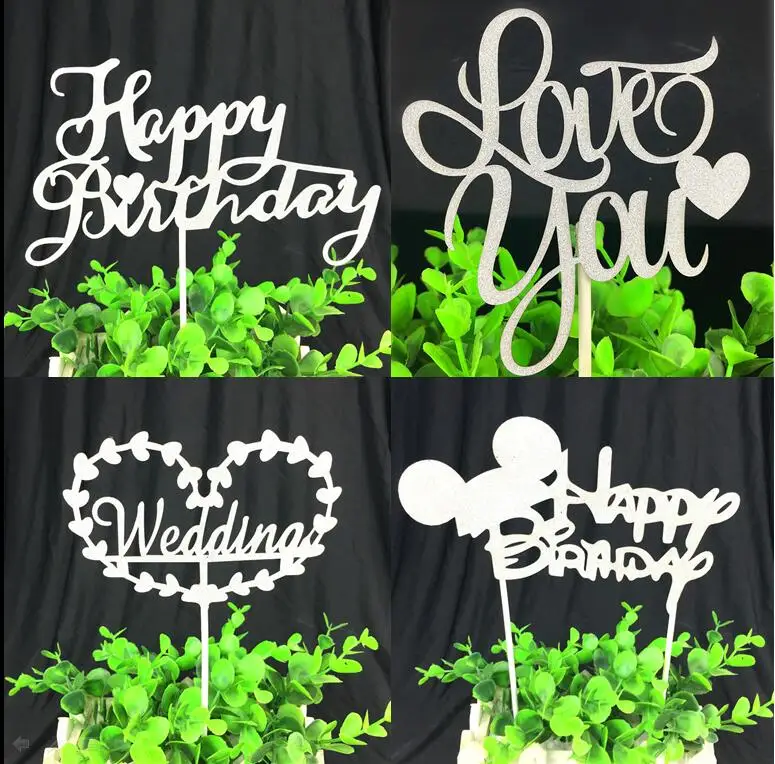 

Флажки для торта, разных цветов, для свадебной вечеринки, 1 шт., Love You Happy топперы для торта на день рождения, товары для украшения торта