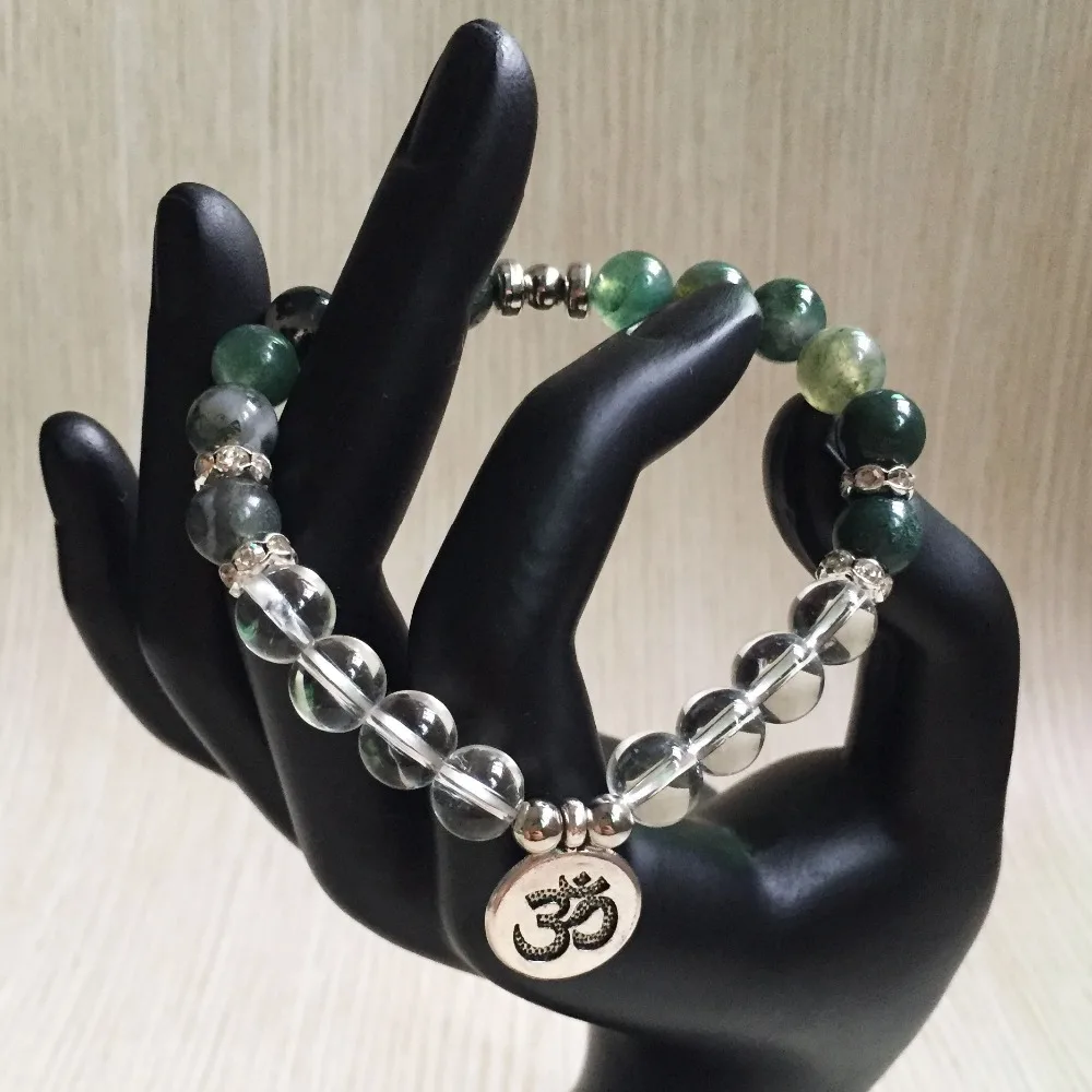 Натуральный агатовый браслет OM 3D кулон для женщин браслеты на запястье молитва