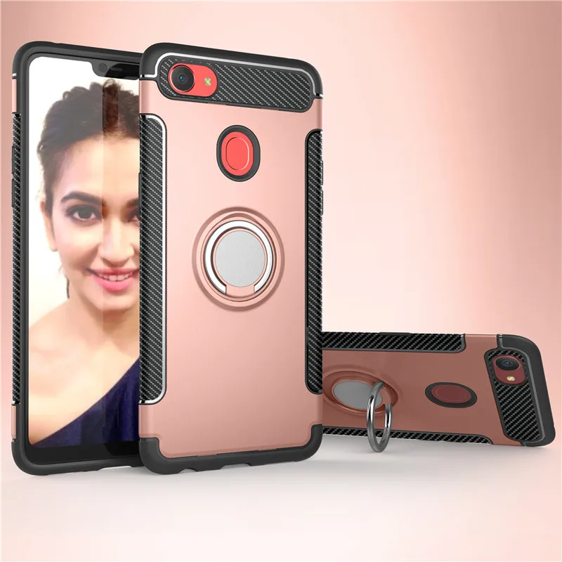 Резиновый бронированный чехол для OPPO R17 R15 мечта R9 R11 S плюс A77 F3 F5 A73 A79 A83 A5 A3S A7X A3 F7 F9 автомобиля gppro металлическое кольцо-держатель чехол - Цвет: rose gold