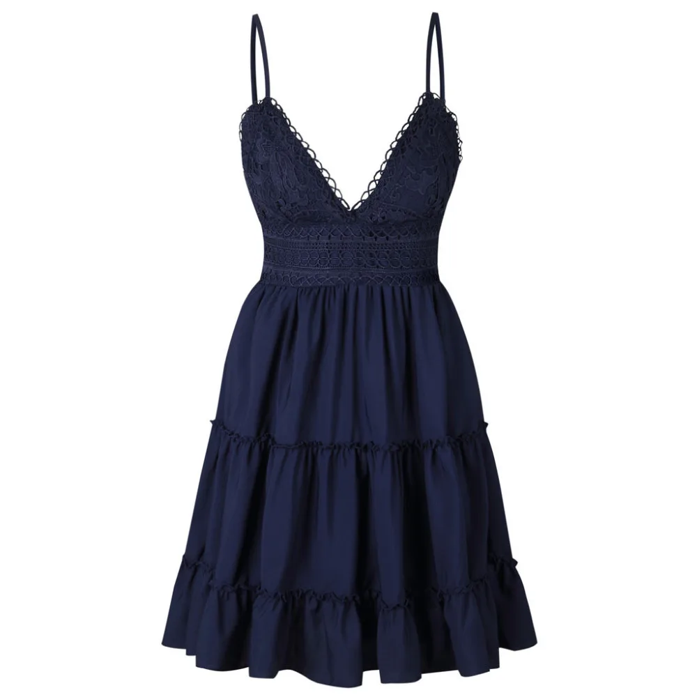 Женское модное платье сексуальное темно синее одноцветное вечерние Пляжное с