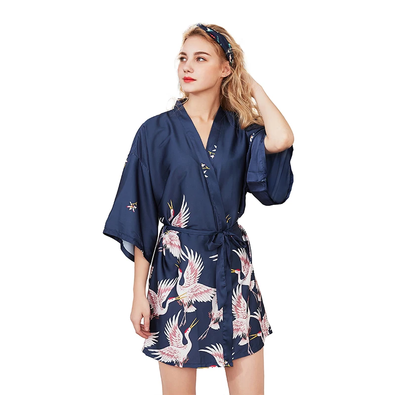 Халат-кимоно Женский атласный с V-образным вырезом | Женская одежда