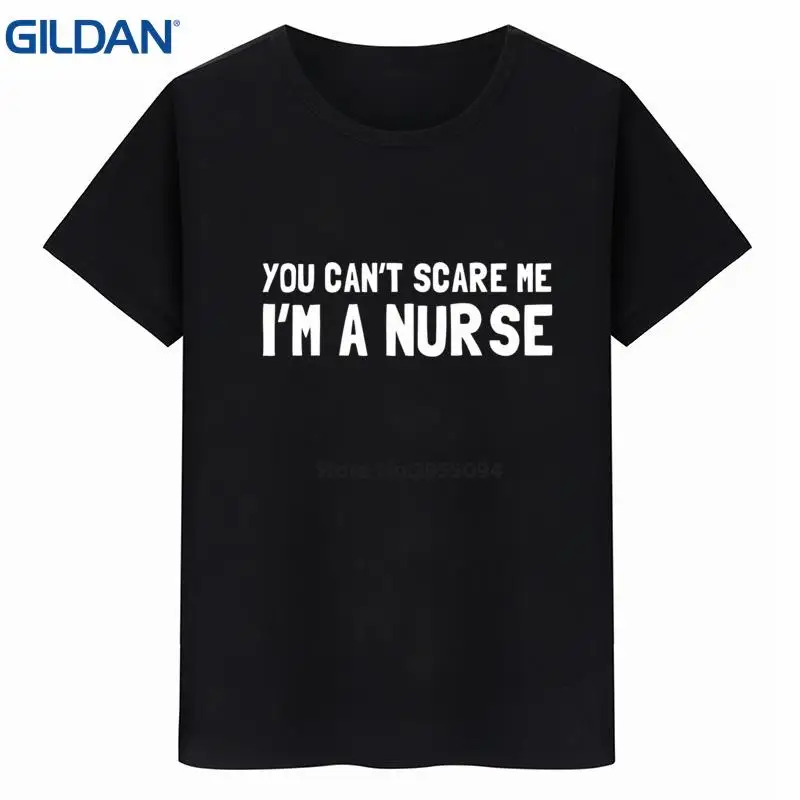 you can't scare me i'm a nurse tee shirt black O-Neck t-shirts mens cool Unisex t-shirt Short Sleeve hip hop | Мужская одежда
