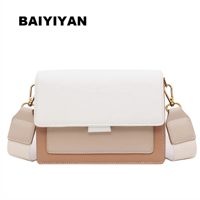 

Fashion Women's PU Leather Panelled Crossbody Bag Ladies Chain Shoulder Bag Pactchwork Handbag