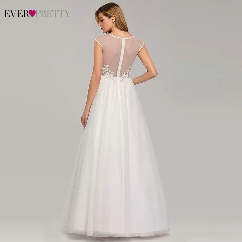 Белые кружевные свадебные платья Ever Pretty с v-образным вырезом без рукавов