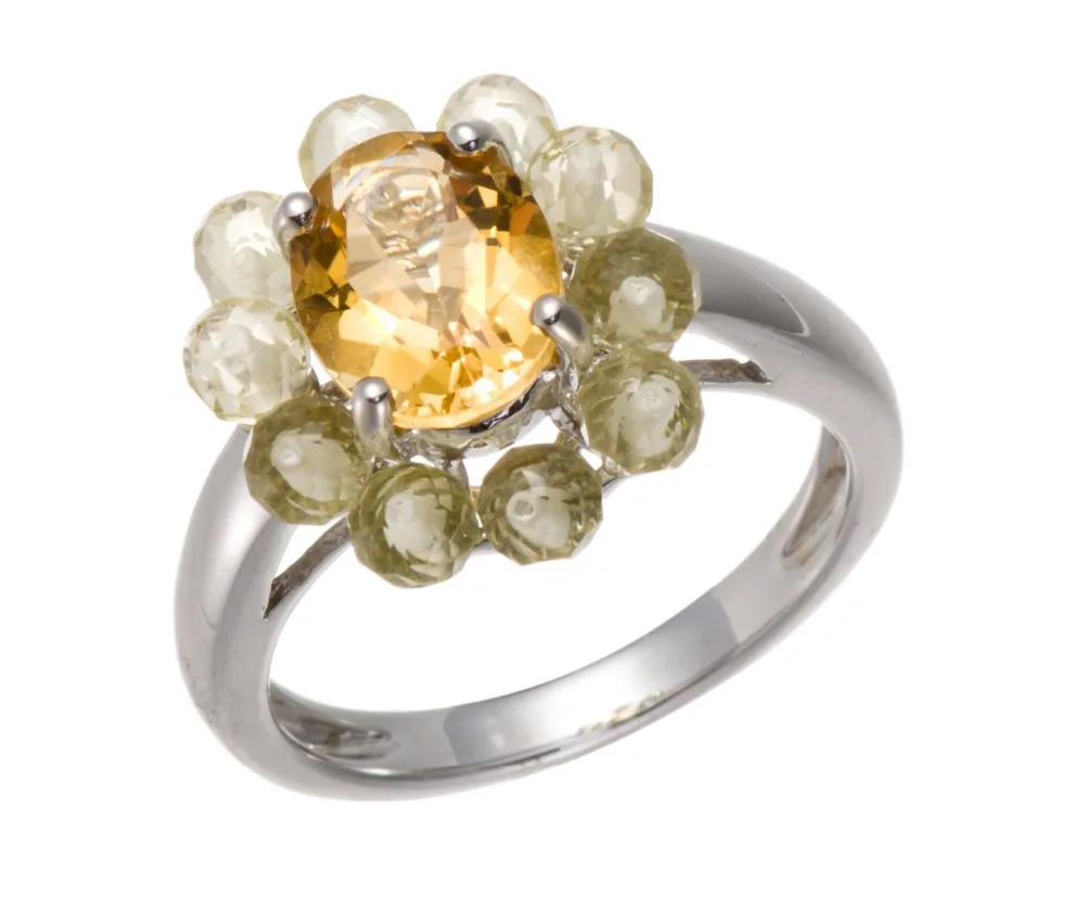 Мода цветок Форма реального 3.2Ct натуральный цитрин и лимонный кварц камень