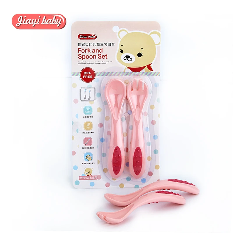 Jiayi baby 2 шт./компл. детская посуда ложки для младенцев вилки мягкая Нескользящая