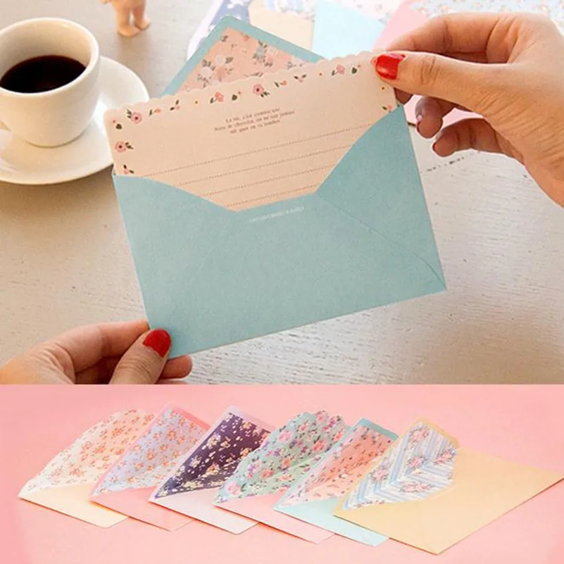 Милые 8 с буквами на листе бумаги + 4 шт. конвертов цветочных букв для письма