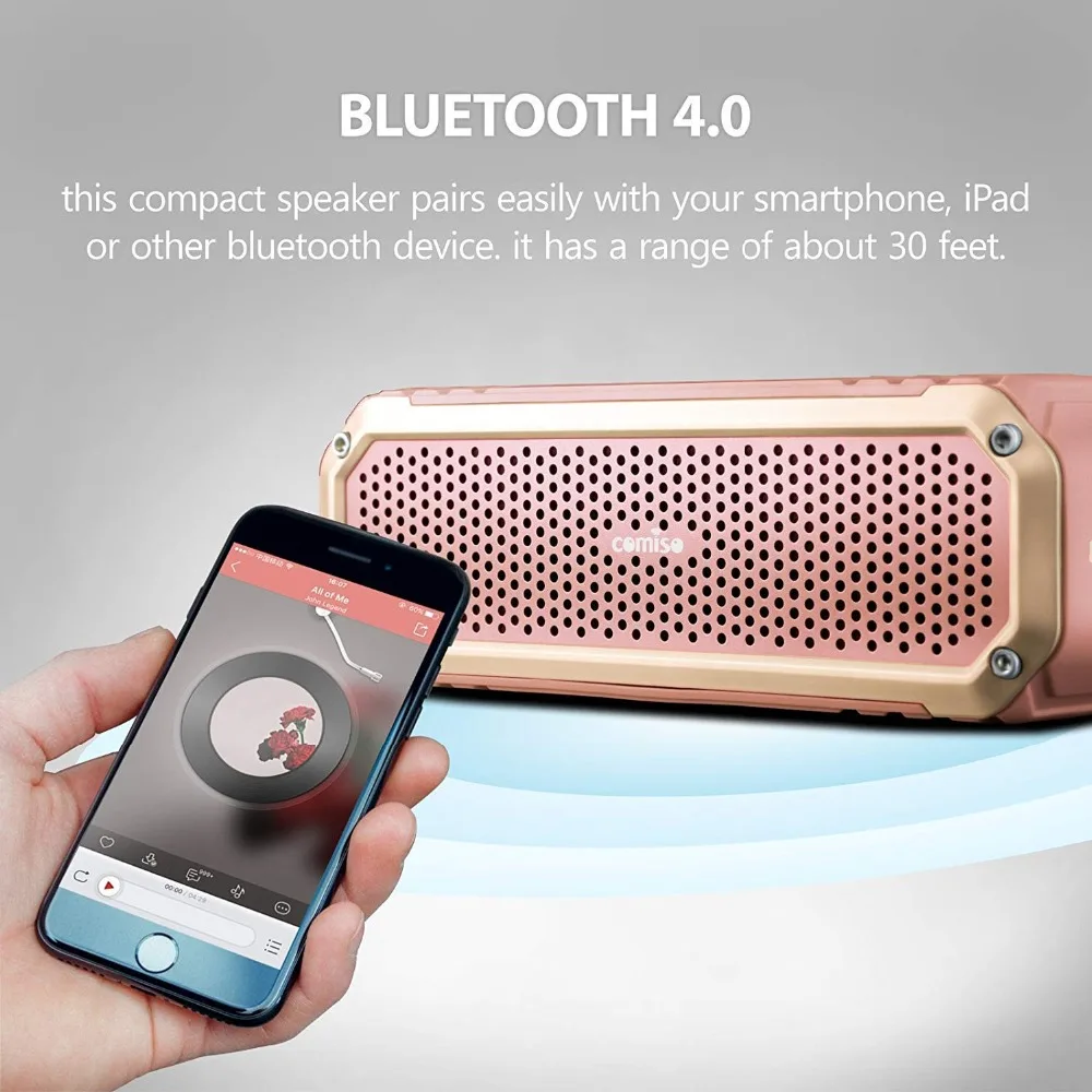 Bluetooth динамик COMISO с подсветкой беспроводной двойным драйвером и HD