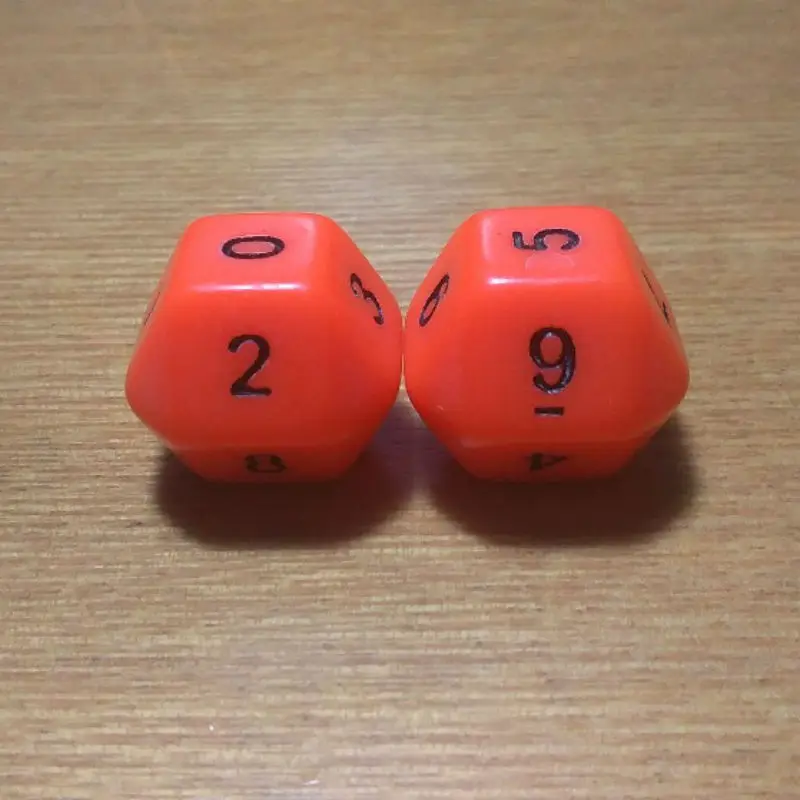 Бесплатная доставка Эксклюзивные новые 2 шт. 10 гранная D10 кости orange цвет для