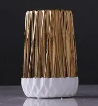 white gold 8x13cm Складной бумажный цветок вазы черный, белый, золотистый золото классические настольные ваза металла цветочных растений - Цвет: white gold 8x13cm