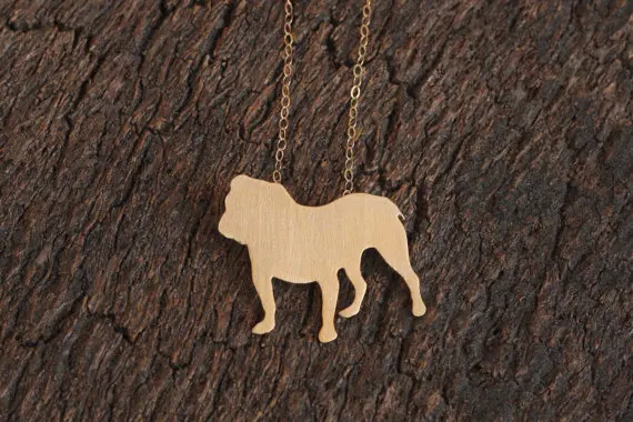 Трендовое персонализированное ожерелье с английским бульдогом золотого и