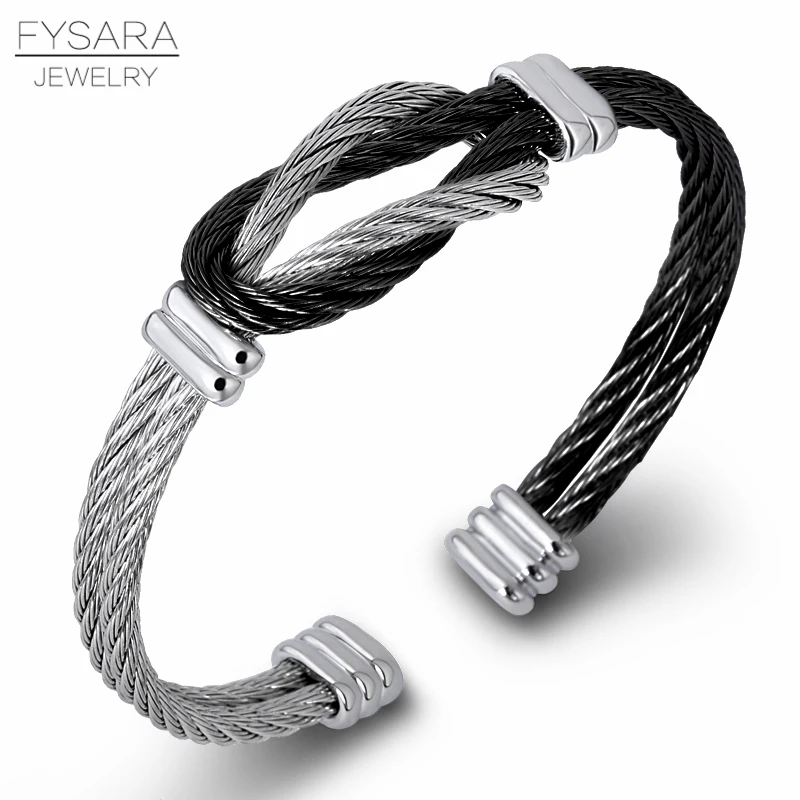 FYSARA, титановая сталь, мужские браслеты и браслеты с витым кабелем, унисекс, панк, ювелирные изделия, черный, Франция, браслет с запонкой