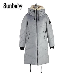 Зимние пуховики для беременных Sunbaby, теплая Толстая парка, куртка с капюшоном на утином пуху для беременных женщин