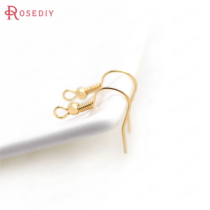 Латунные серьги Крючки с бусинами и пружиной 12 шт. 15 х18 мм|earring hooks|gold plated earring hooksbrass